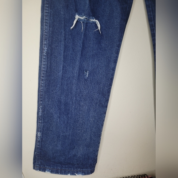 VTG Wrangler Custom Distressed Baggy Relaxed Straight Cowboy Cut Jeans 40x36 - Picture 5 of 7